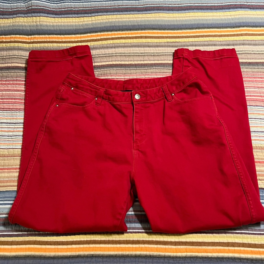 Wrangler Womens Red Jeans Flared Leg Denim Pants Size Petite 12 - Picture 3 of 8